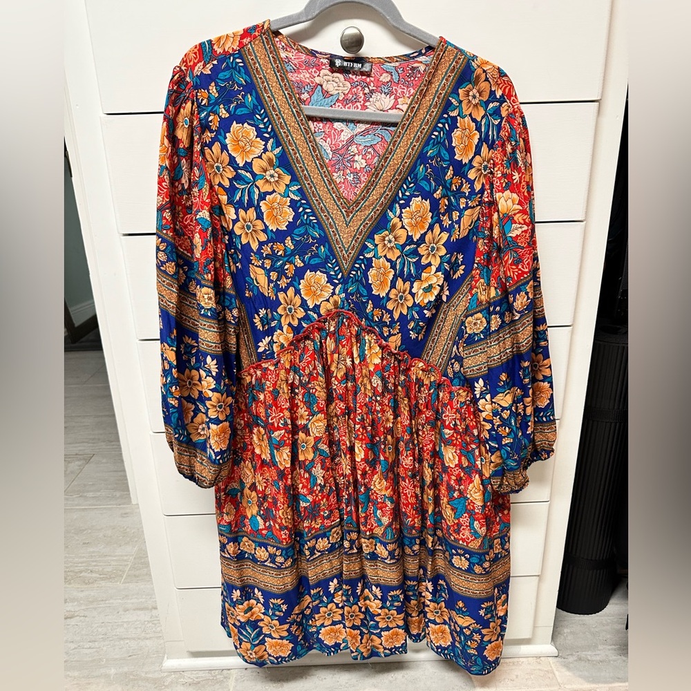 Floral Bohemian Dress with V-Neck